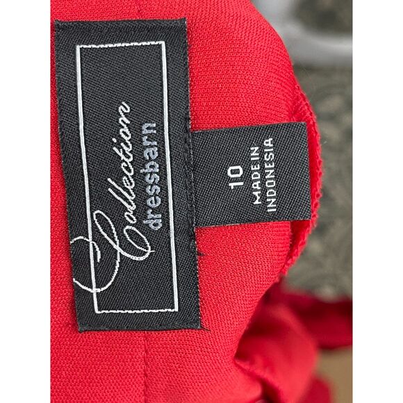 Dressbarn Red Tiered Ruffle Cocktail Dress Sz 10 Romantic Satin Look Partywear - Picture 5 of 5